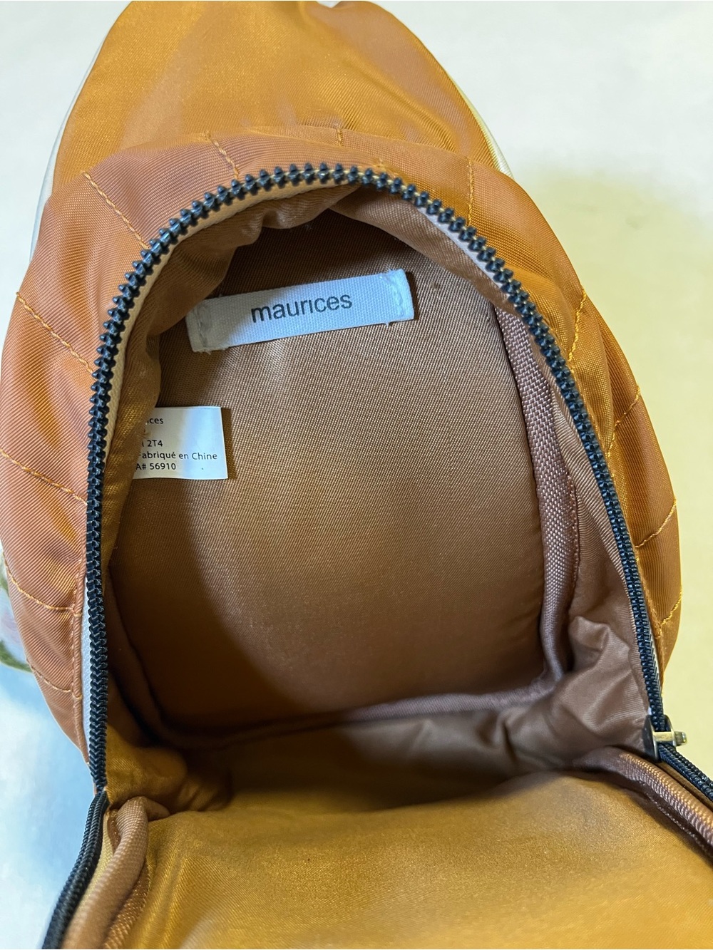 Maurices Quilted Sling Backpack Crossbody Bag Boho Strap Cognac Brown - Picture 5 of 6